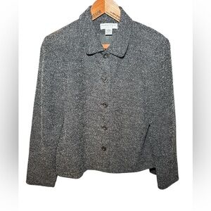 Preston & York Charcoal Premiere Tweed Blazer Jacket Wool Women's Size 14